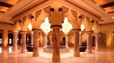 Sitting area by shops