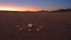 Private terrace with desert view sunset