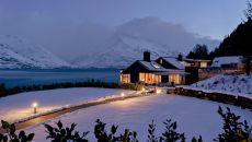 Lodge exterior Winter snow