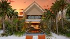 BTMXMY Beachfront Pool Suite with Sunbeds Dusk Exterior View High Res Banyan Tree Mayakoba