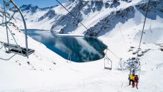 Family Lift Ride. Rick Sorensen at Hotel Ski Portillo