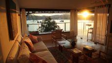 seating area at dusk