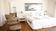 bedroom with leather recliner