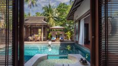 New Sala Pool Villas Bathub And Pool From Bathroom View at Anantara Mai Khao Phuket Villas
