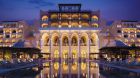 hotel exterior pool night