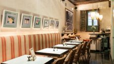 Restaurant tables through to bar