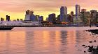 exterior view from water sunset