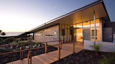 villa exterior beach view at dusk