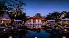 pool, restaurant, night view