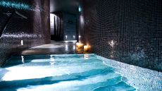 pool with dark tiles