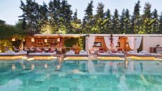 outdoor pool and cabanas