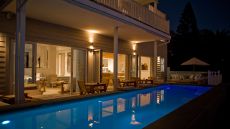 exterior pool night mountain view