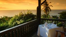 restaurant table at sunset