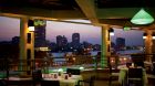 open air terrace at night