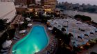 overhead shot of pool terrace