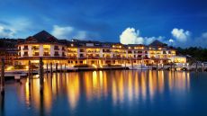 hotel exterior at night