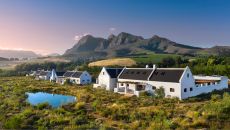 Fynbos Family House and the Simonsberg Mountain at Babylonstoren