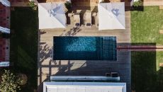 A private central courtyard with crystal pool at Babylonstoren