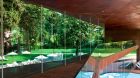 glass wall by the pool