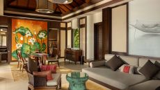 08 One bedroom Seaview Hill Pool Villa Living room at Banyan Tree Lang Co Hue