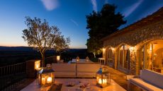 romantic terrace at night