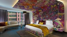 colorful bedroom mural at W Bogota