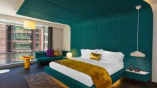 distinctive green bedroom