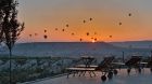 Exterior Sunset, hot air balloons