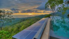 Infinity pool with sunset