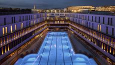 Outdoor pool by night