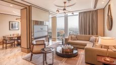 1BR Residence Suites Living Room K1ARP1 at Waldorf Astoria Dubai International Financial Centre
