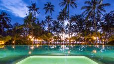 See more information about High Season Pool Villa & Spa pool terrace at night