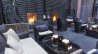 Terrace fireplace.