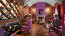 restaurant seating at Aria Hotel