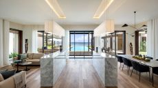 Beachfront Villa Living and Dining Area looking out Silversands Grenada