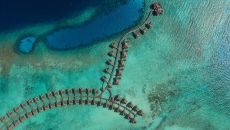 Over Water Villas Aerial at Vakkaru Maldives