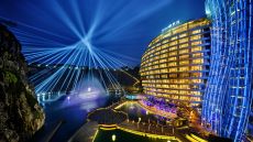 night exterior with light display IC Shanghai Wonderland