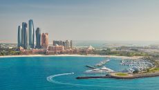 Emirates Palace Mandarin Oriental exterior with marina at Emirates Palace MO