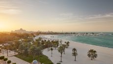 Emirates Palace Mandarin Oriental, Abu Dhabi, Beach with view of Qasr Al Watan