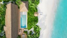 Two Queen Bedded Grand Beach Villa Aerial View at Waldorf Astoria Maldives Ithaafushi