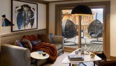 Two Bedroom Apartment Mountain View Living Room with Terrace