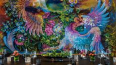 private dining room at Safina features original art IC Houston Medical Center