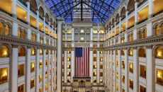 Atrium Clock and Lobby View