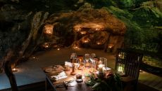 The Secret Cave Dinner set up