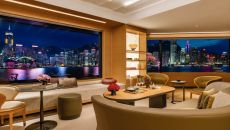 Corner Suite Harbourview Living area Night view