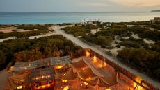 beach nighrt drone view