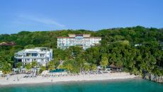 Drone view from water Kimpton Grand Roatan
