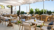 Ammos Greek Restaurant Terrace Set Up at METT Hotel Beach Resort Marbella Estepona