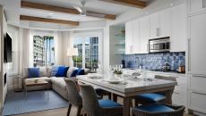 shore house bay view dining living room