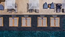 outdoor pool drone view